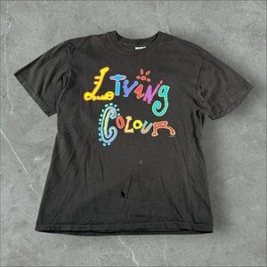 Vintage Living Colour Shirt Mens Large Black 90s 1993 Stained Tour Single Stitch